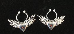 Sterling silver USA wings of love Nipple titty Clips Red
